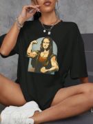 Baskılı Oversize T-shirt - Siyah resmi