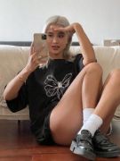 Baskılı Oversize T-shirt - Siyah resmi