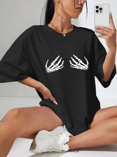 Baskılı T-shirt - Siyah resmi