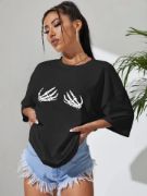 Baskılı T-shirt - Siyah resmi