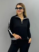 Kadın Polo Yaka Paça Yırtmaçlı Ribanalı İkili Takım resmi