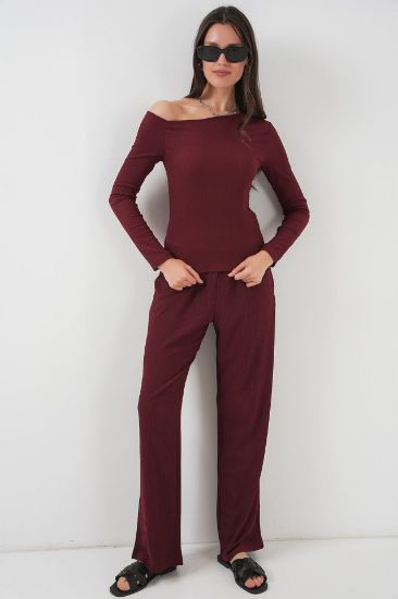 6708 Düşük Omuz Alt Üst Takım - Bordo resmi