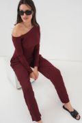 6708 Düşük Omuz Alt Üst Takım - Bordo resmi