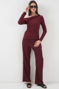 6708 Düşük Omuz Alt Üst Takım - Bordo resmi