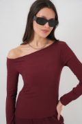 6708 Düşük Omuz Alt Üst Takım - Bordo resmi