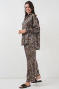 6699 Leopar Desenli Alt Üst Takım - C. Kahverengi resmi