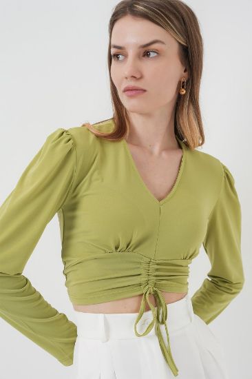 936 Sandy Crop Bluz - E.Yeşil resmi