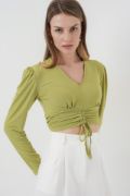 936 Sandy Crop Bluz - E.Yeşil resmi