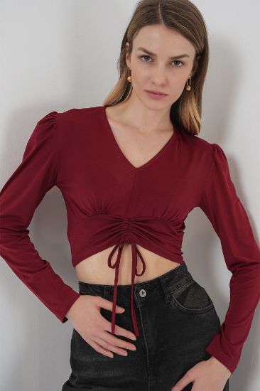 936 Sandy Crop Bluz - Bordo resmi