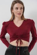 936 Sandy Crop Bluz - Bordo resmi