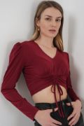 936 Sandy Crop Bluz - Bordo resmi