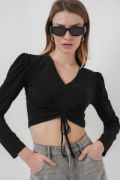 936 Sandy Crop Bluz - Siyah resmi