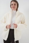 5212 Oversize Peluş Ceket Mont - Ekru resmi