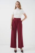 6647 Bol Paça Kumaş Pantolon - Bordo resmi