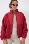 5194 Peluş Mont Ceket - A.Bordo resmi