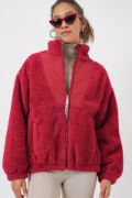 5194 Peluş Mont Ceket - A.Bordo resmi