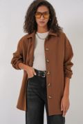 0674 Cepli Oversize Gömlek - Taba resmi