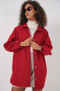 0674 Cepli Oversize Gömlek - Kırmızı resmi