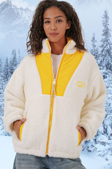 5194 Peluş Mont Ceket - Sarı resmi