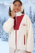 5194 Peluş Mont Ceket - Bordo resmi
