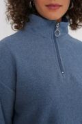 55449 Fermuarlı Yaka Örme Sweatshirt - İndigo resmi