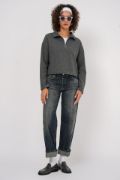 55449 Fermuarlı Yaka Örme Sweatshirt - Antrasit resmi