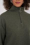 55449 Fermuarlı Yaka Örme Sweatshirt - Haki resmi