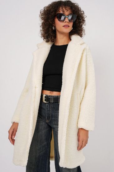 9148 Oversize Peluş Kaban - Ekru resmi