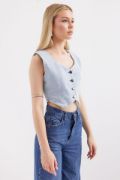 6797 Crop Kot Yelek - Mavi resmi