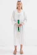 5835 Yırtmaçlı Yazlık Kimono - Beyaz resmi