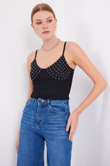 918 İp Askılı Crop Top - Siyah resmi