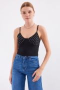 918 İp Askılı Crop Top - Siyah resmi