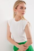 919 Halter Yaka Crop Bluz - Beyaz resmi