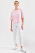 4322 Baskılı Oversize Basic Tişört - Pembe resmi