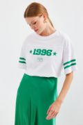 4322 Baskılı Oversize Basic Tişört - Beyaz resmi