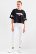 4322 Baskılı Oversize Basic Tişört - Siyah resmi