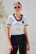 4320 Polo Yaka Basic Triko Bluz - Beyaz resmi