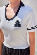 4320 Polo Yaka Basic Triko Bluz - Beyaz resmi