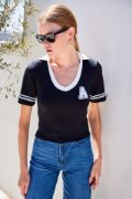 4320 Polo Yaka Basic Triko Bluz - Siyah resmi
