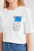 911 Baskılı Örme Basic Tişört - Mavi resmi