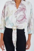 Oversize Dökümlü Crop Saten Gömlek 906 - Gül Kurusu resmi