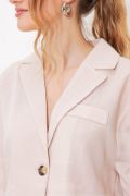 Krem Çift Düğmeli Oversize Crop Keten Ceket 0706 resmi