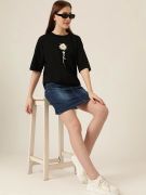 Baskılı T-shirt - Siyah resmi