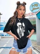 Baskılı T-shirt - Siyah resmi