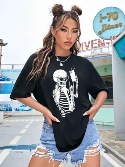 Baskılı T-shirt - Siyah resmi
