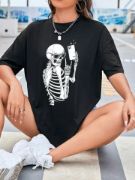 Baskılı T-shirt - Siyah resmi