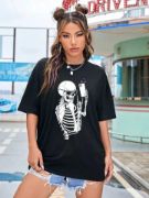Baskılı T-shirt - Siyah resmi