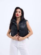 7240 DERİ YELEK-SİYAH resmi