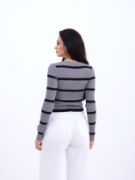 42221 TRİKO ÇİZGİLİ FİTİLLİ CROP-GRİ-SİYAH resmi