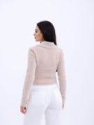 42531 TRİKO SİMLİ YAKALI CROP-TAŞ resmi
